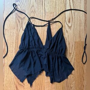 Urban Outfitters Black Tie-Front Top